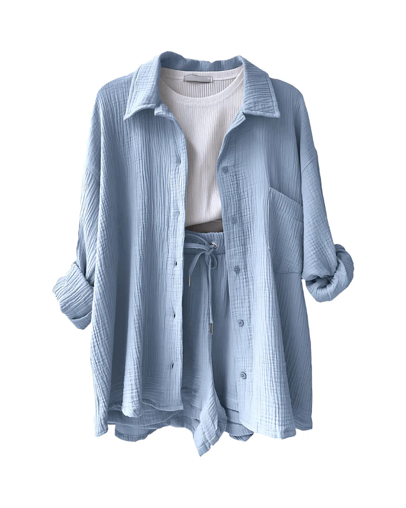 Cotton Button-Up Short Set