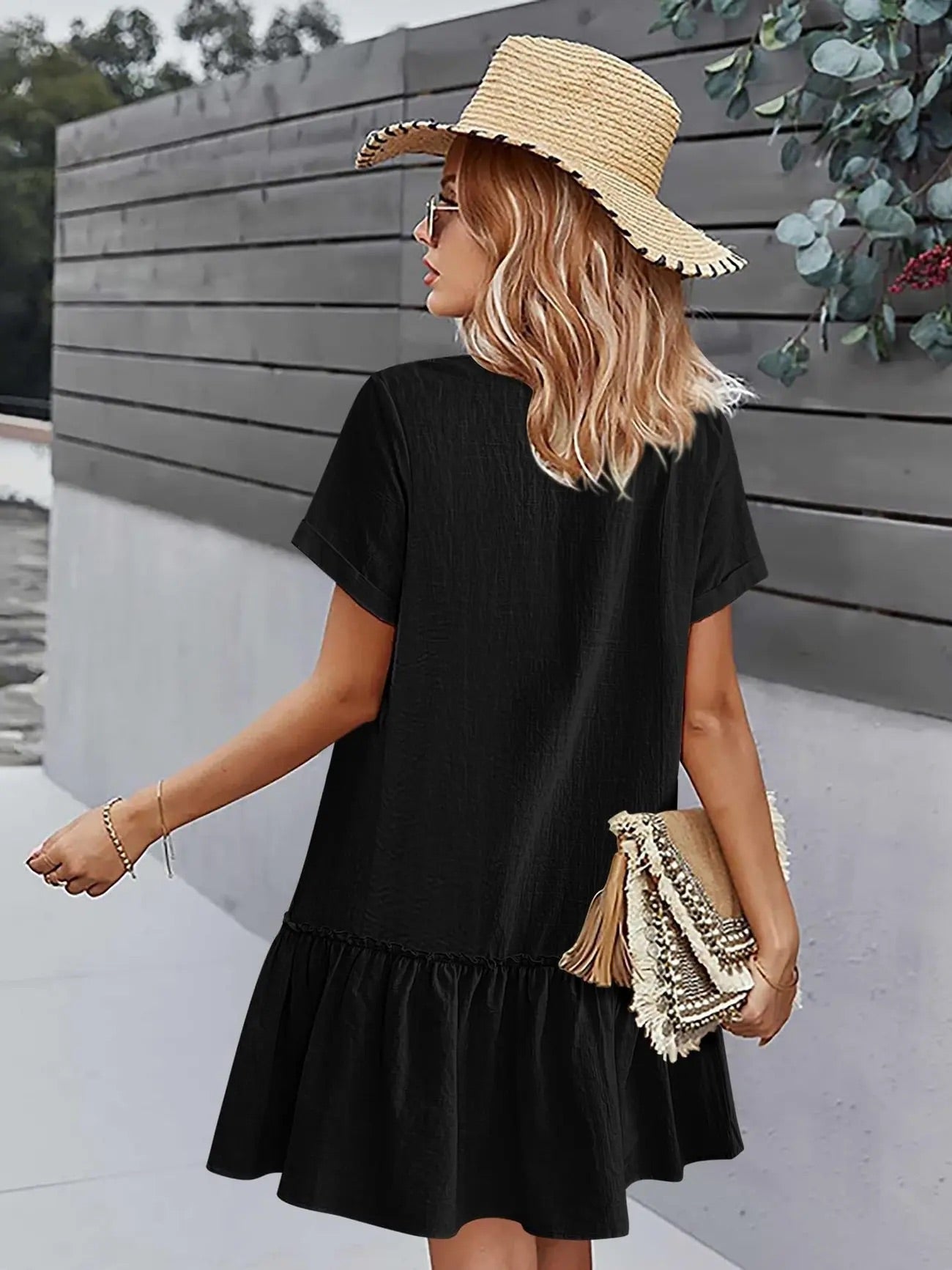 Button Front Ruffle Dress – Stylish & Comfy