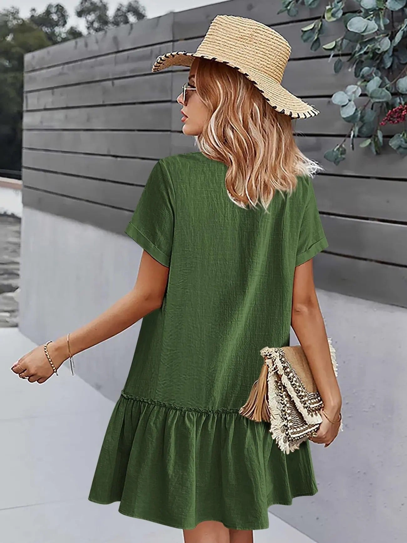 Button Front Ruffle Dress – Stylish & Comfy