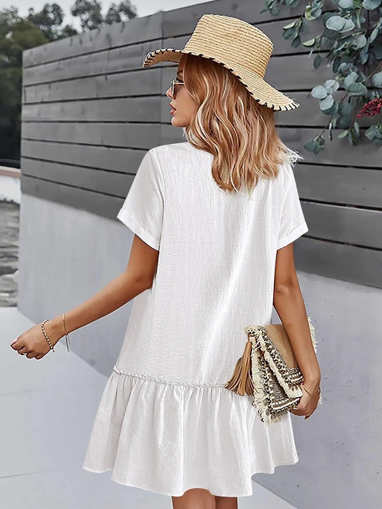 Button Front Ruffle Dress – Stylish & Comfy