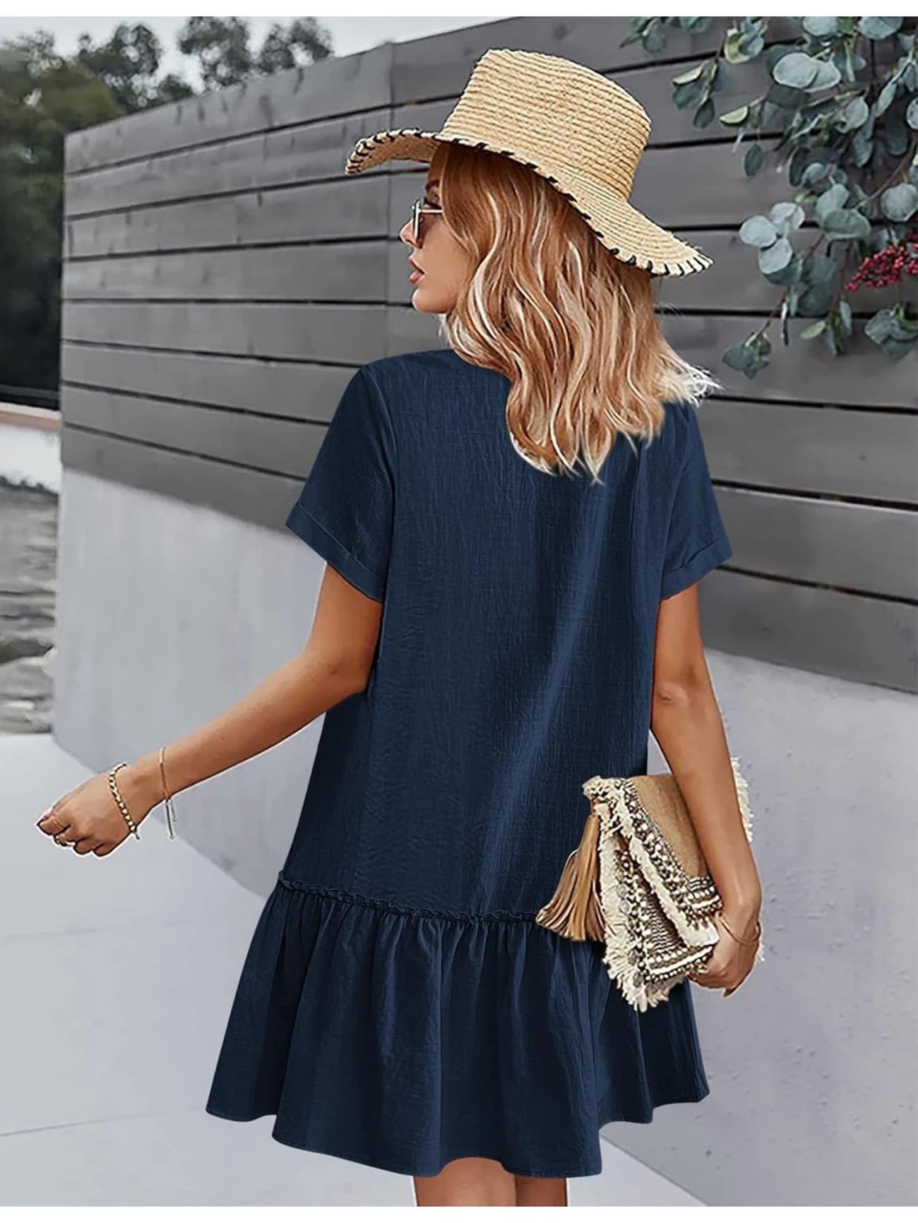 Button Front Ruffle Dress – Stylish & Comfy