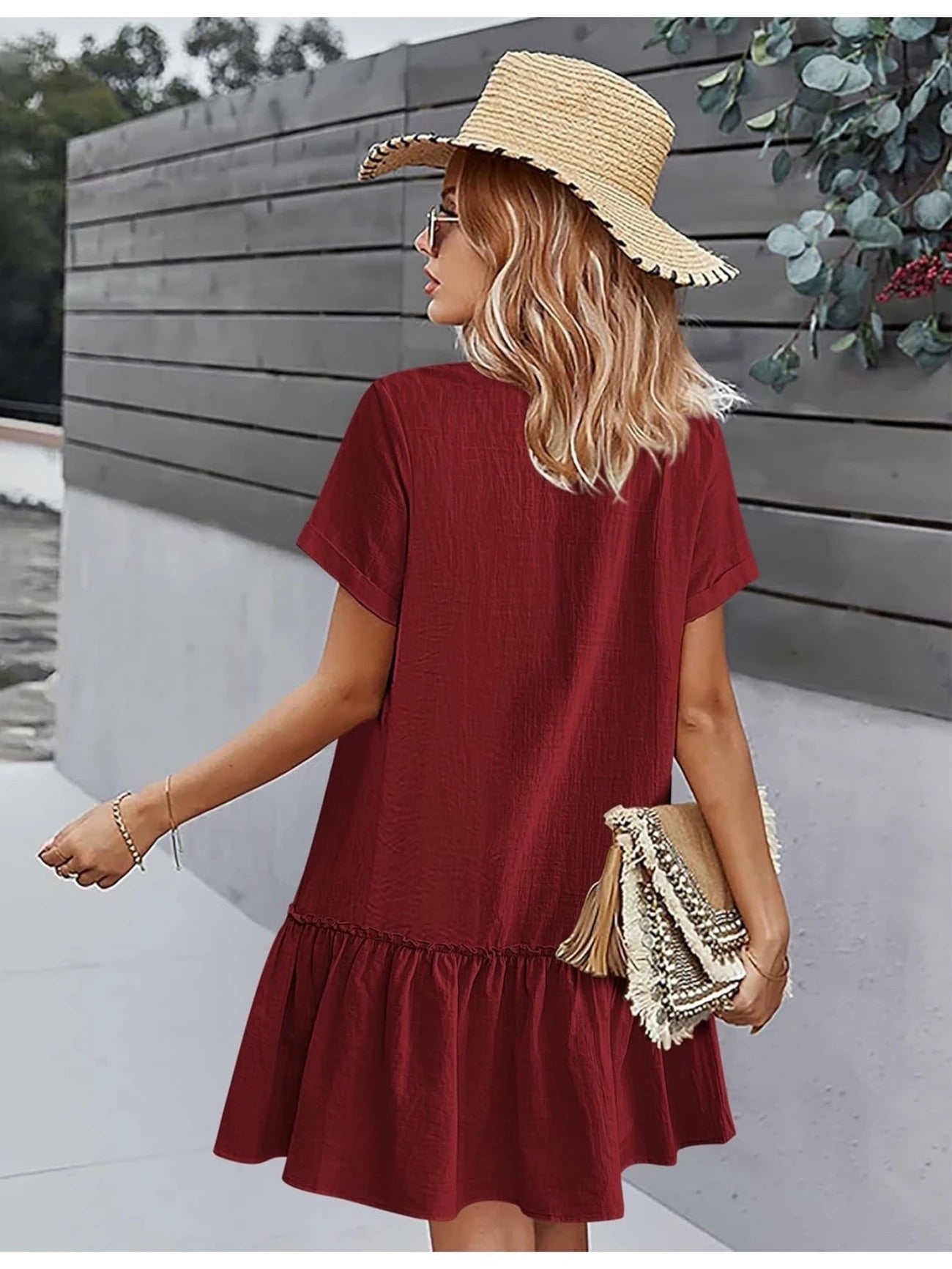 Button Front Ruffle Dress – Stylish & Comfy