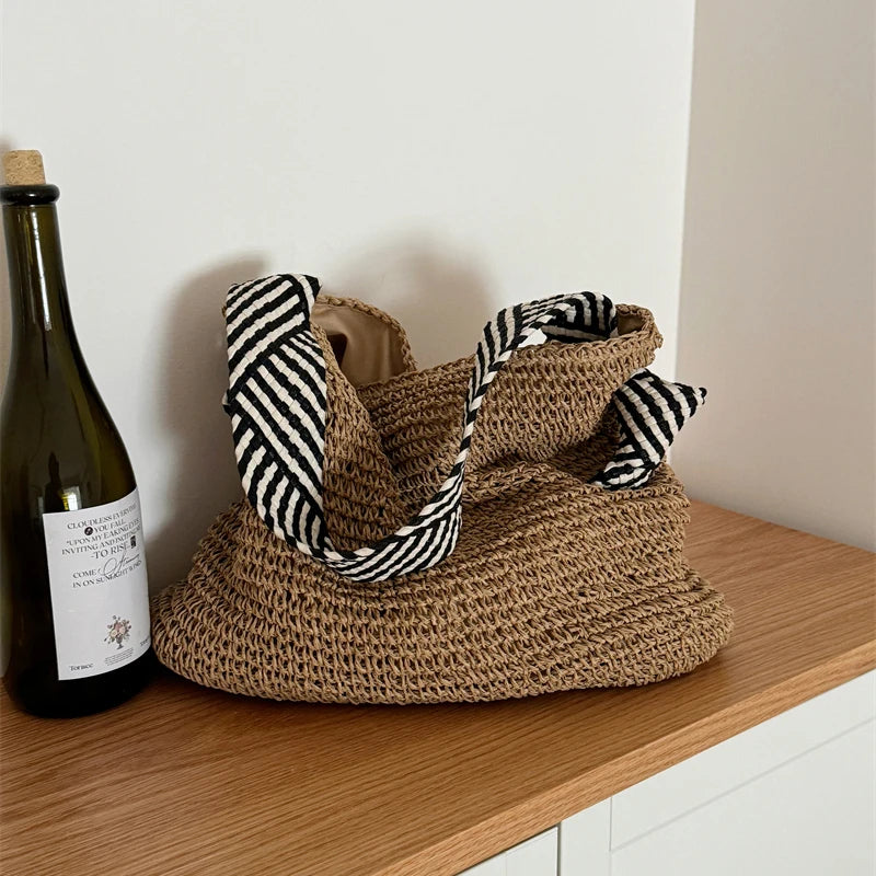 Boho Woven Carryall Tote Bag – Casual Beach & Everyday Bag