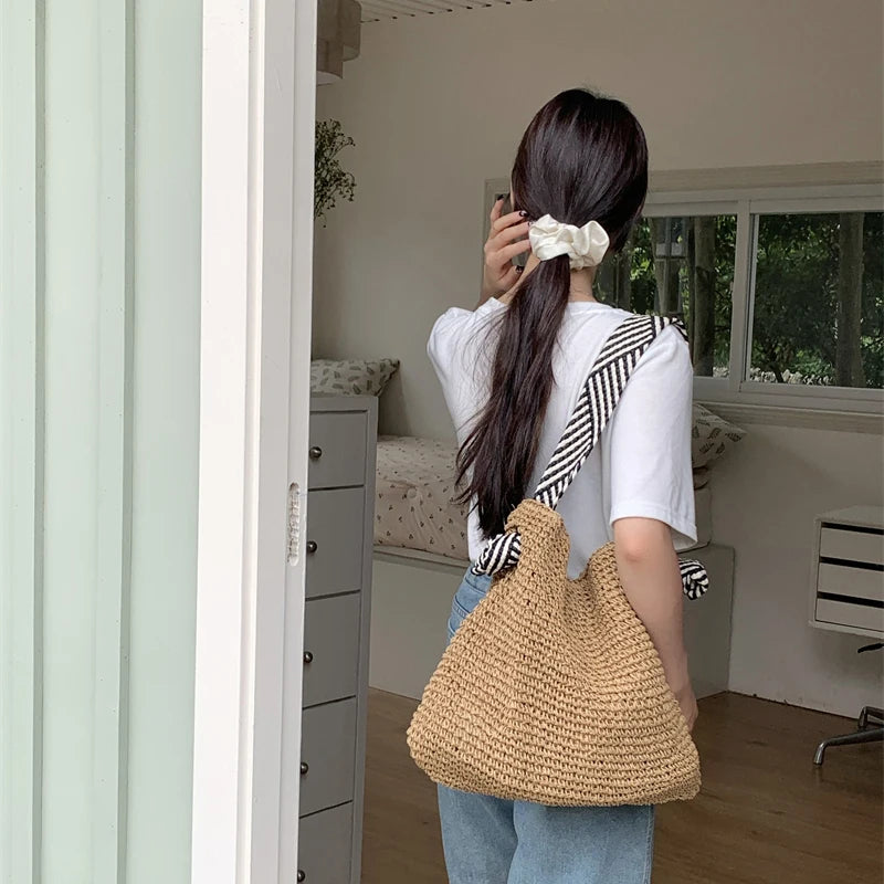 Boho Woven Carryall Tote Bag – Casual Beach & Everyday Bag