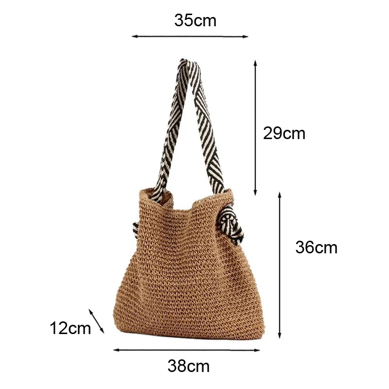 Boho Woven Carryall Tote Bag – Casual Beach & Everyday Bag