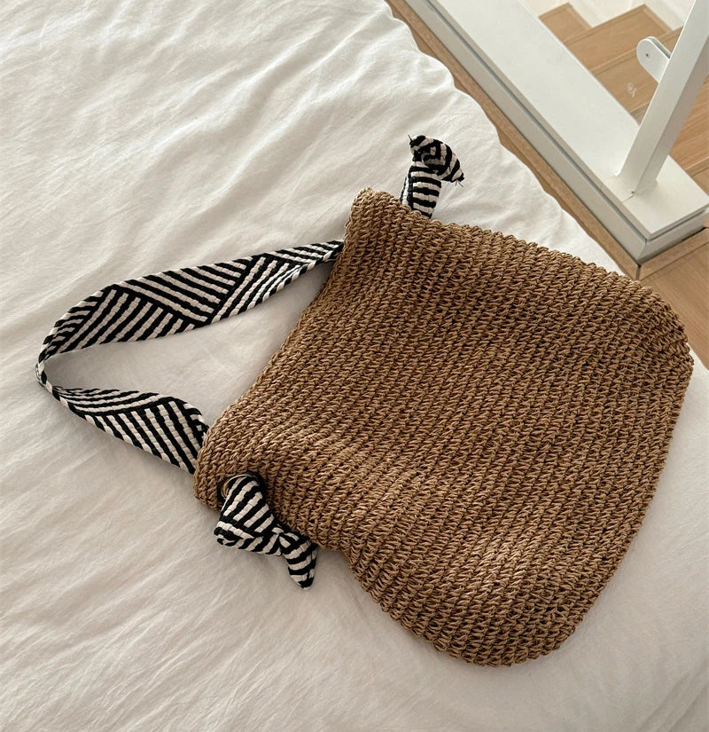 Boho Woven Carryall Tote Bag – Casual Beach & Everyday Bag