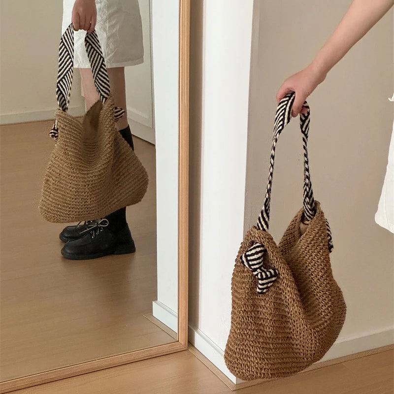 Boho Woven Carryall Tote Bag – Casual Beach & Everyday Bag