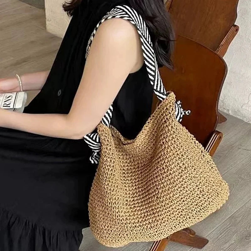 Boho Woven Carryall Tote Bag – Casual Beach & Everyday Bag