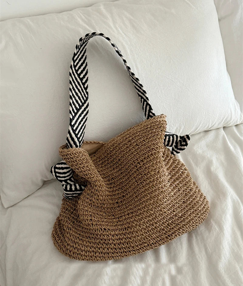 Boho Woven Carryall Tote Bag – Casual Beach & Everyday Bag