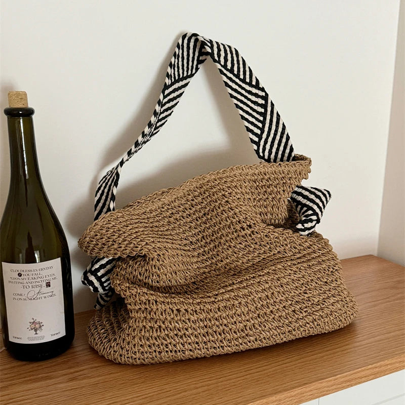 Boho Woven Carryall Tote Bag – Casual Beach & Everyday Bag