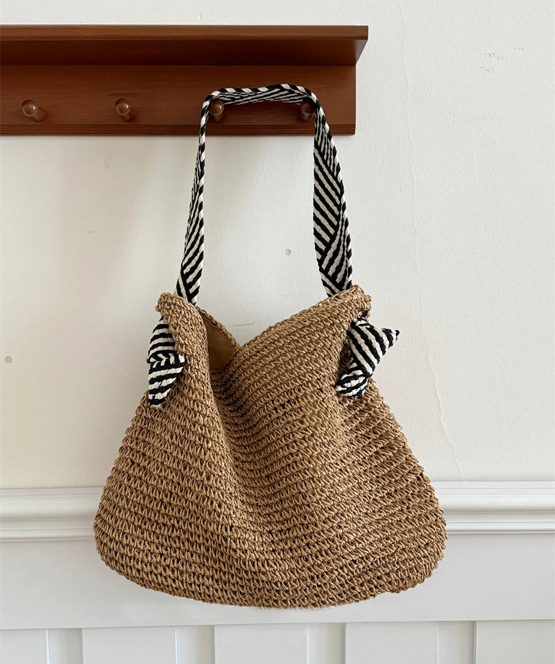 Boho Woven Carryall Tote Bag – Casual Beach & Everyday Bag