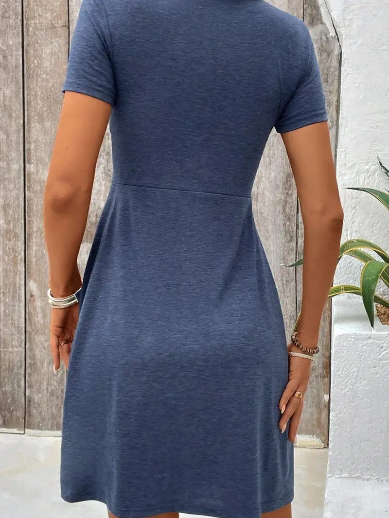 Short Sleeve V-Neck Twisted Dress – Flattering Fit & All-Day Comfort
