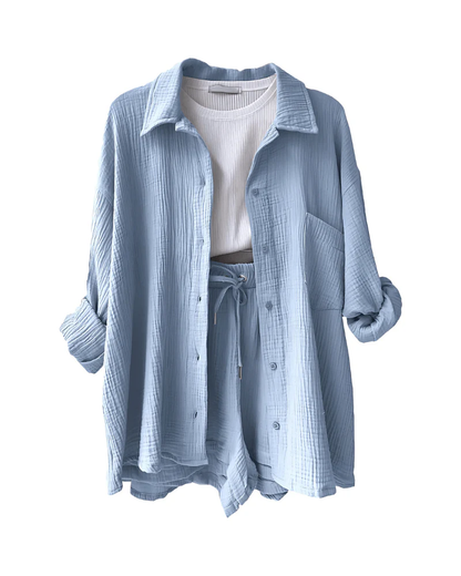 Cotton Button-Up Short Set