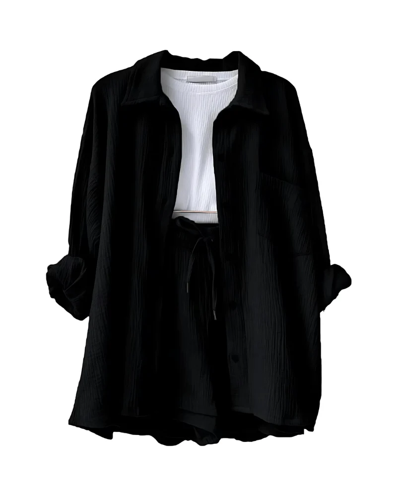 Cotton Button-Up Short Set