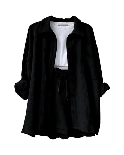 Cotton Button-Up Short Set