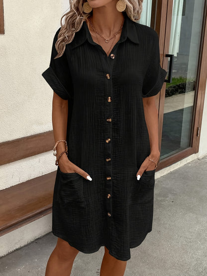 Button-Front Shirt Dress – Classic, Clean, Confident