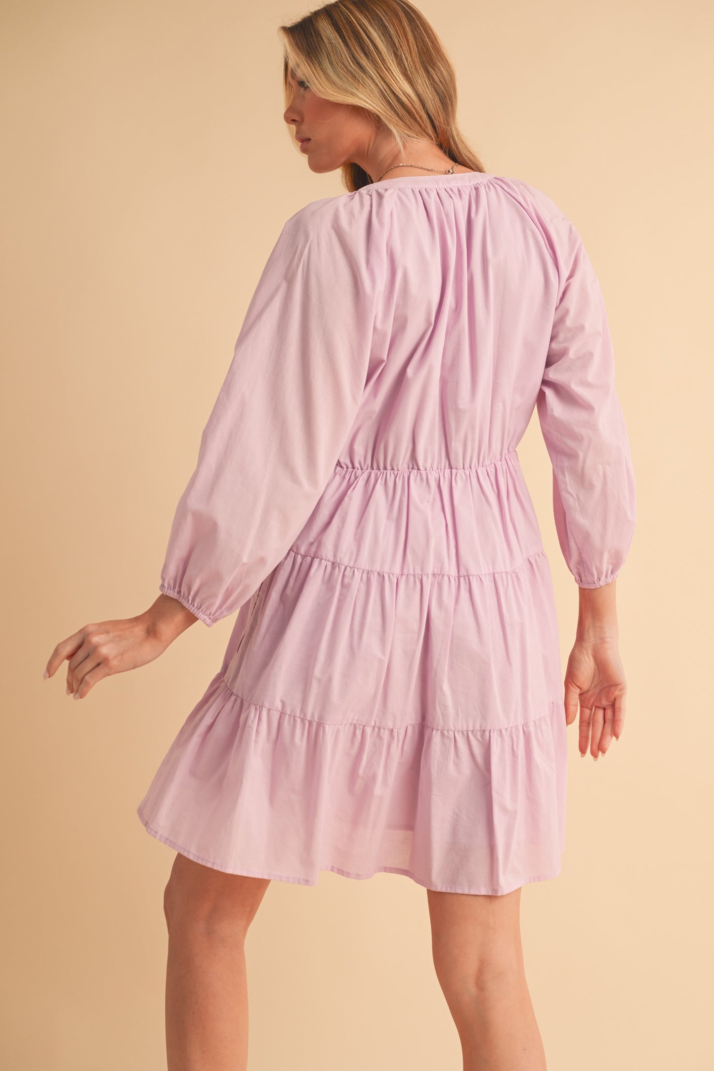 Lilac Dream Balloon Sleeve Mini Dress