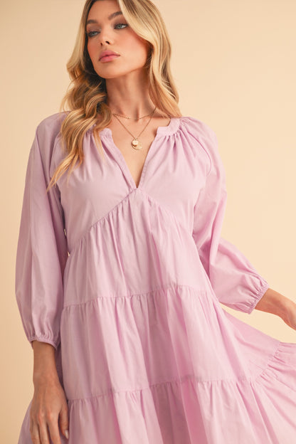 Lilac Dream Balloon Sleeve Mini Dress