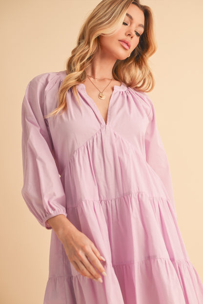 Lilac Dream Balloon Sleeve Mini Dress