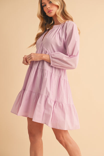 Lilac Dream Balloon Sleeve Mini Dress