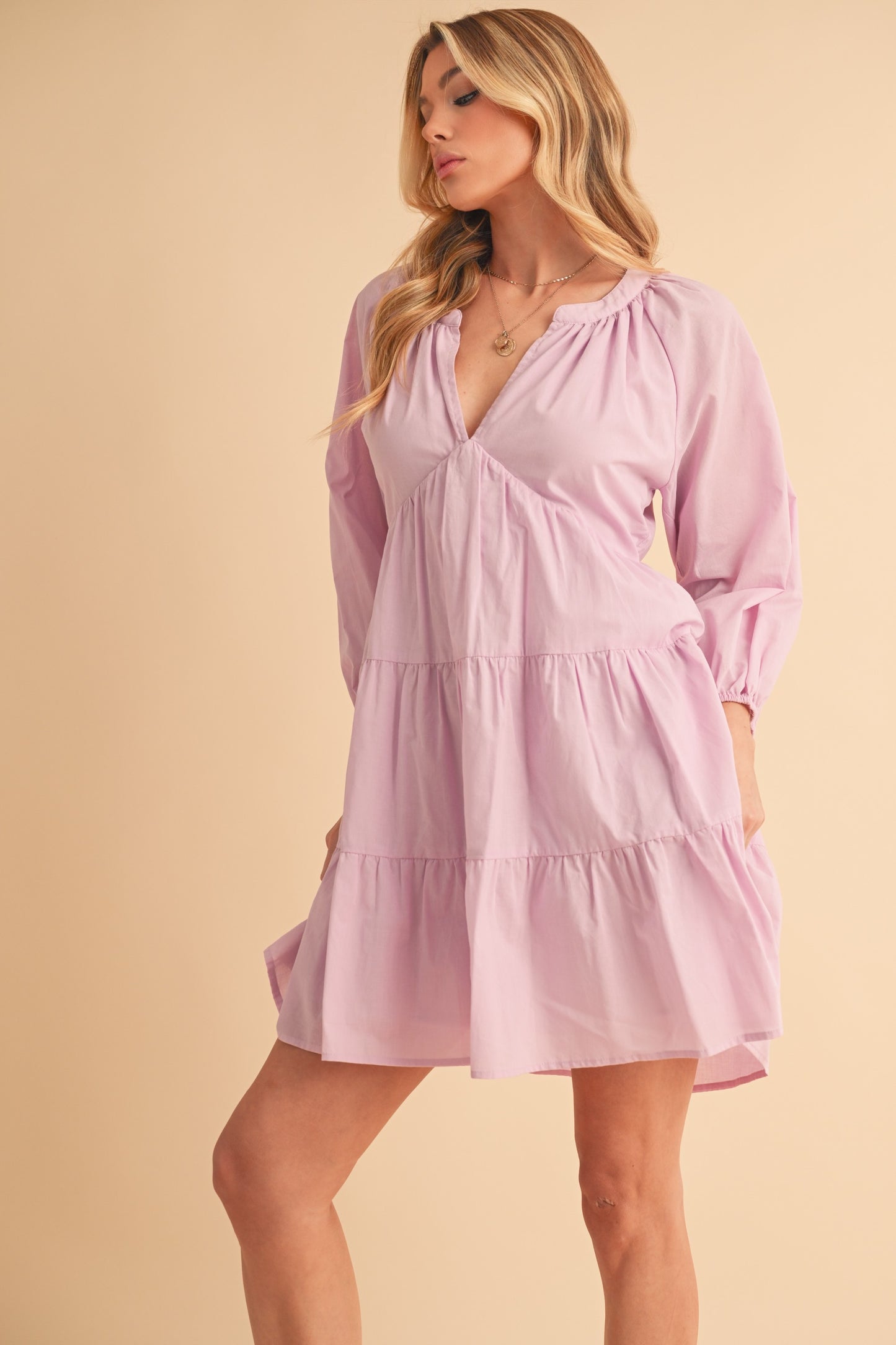 Lilac Dream Balloon Sleeve Mini Dress