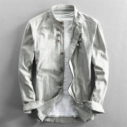 Linen Stand Collar Shirt