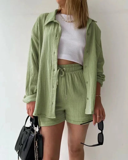 Cotton Button-Up Short Set