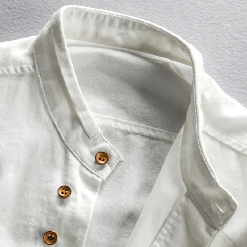 Linen Stand Collar Shirt