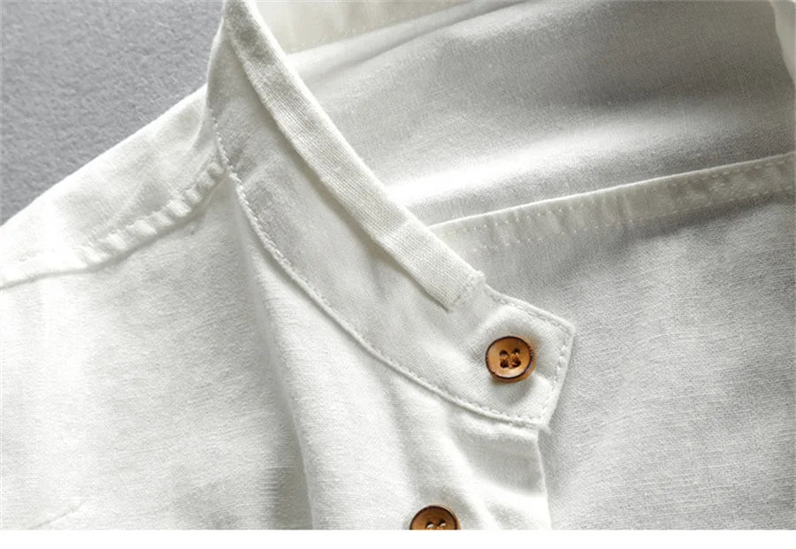Linen Stand Collar Shirt