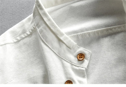 Linen Stand Collar Shirt