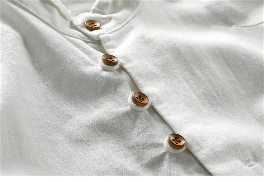 Linen Stand Collar Shirt