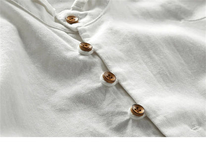 Linen Stand Collar Shirt
