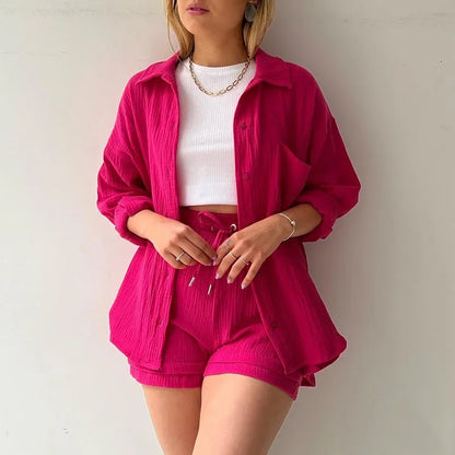 Cotton Button-Up Short Set