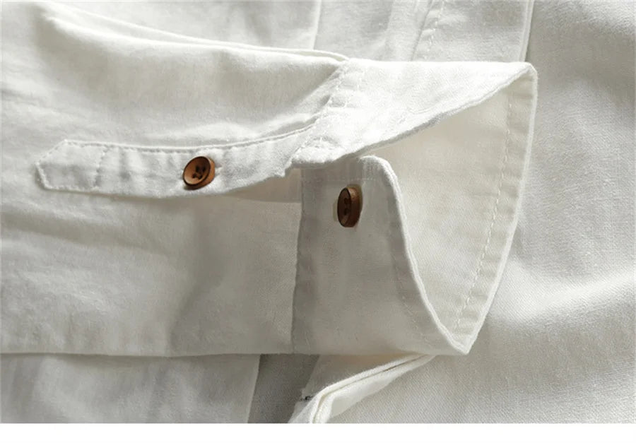 Linen Stand Collar Shirt