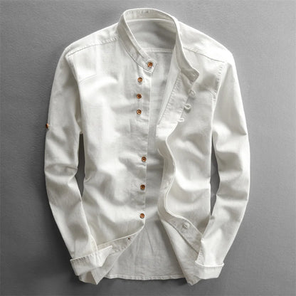 Linen Stand Collar Shirt
