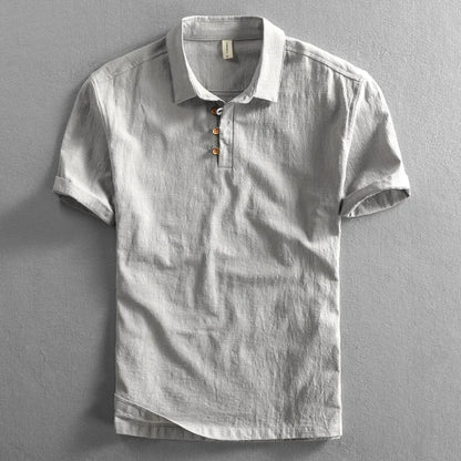 Gray linen cotton polo shirt