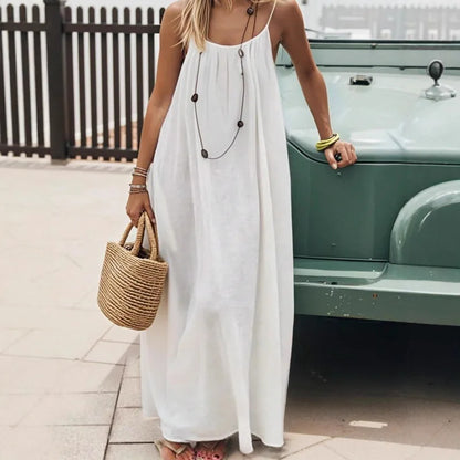 Tie-strap backless maxi dress in white – Purvelia