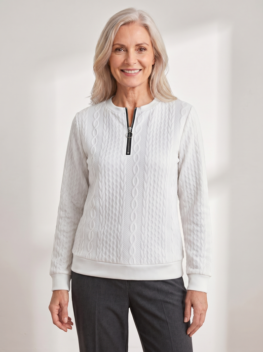 Textured Zipper Sweatshirt – Stylish & Comfy